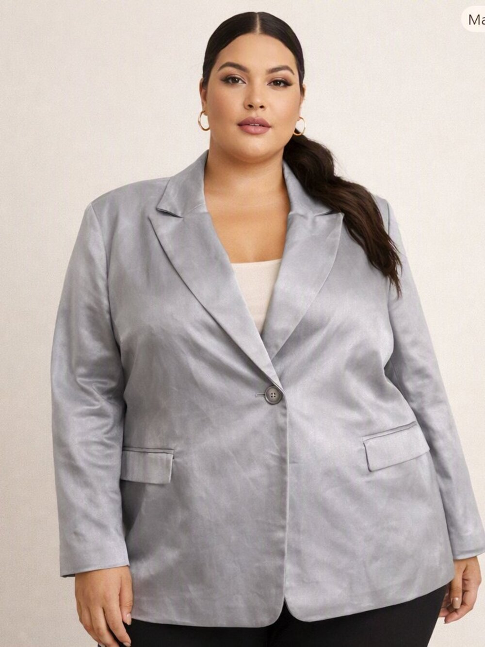 Bob Mackie Studio Silk Blazer Size 26W Gray Silver NWT